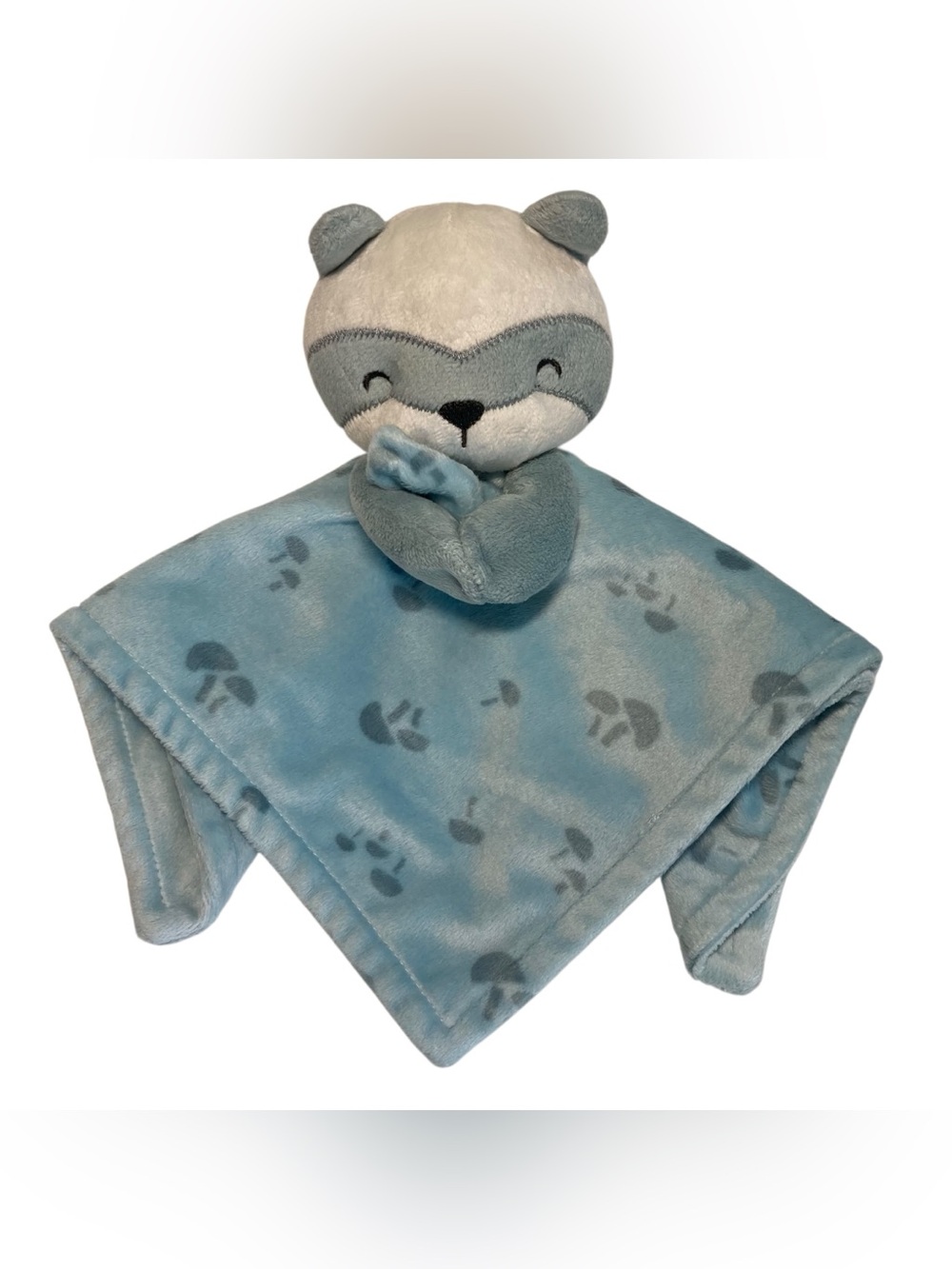 Gerber Modern Moments Raccoon 11.5” Lovey Security Blanket Blue Gray.